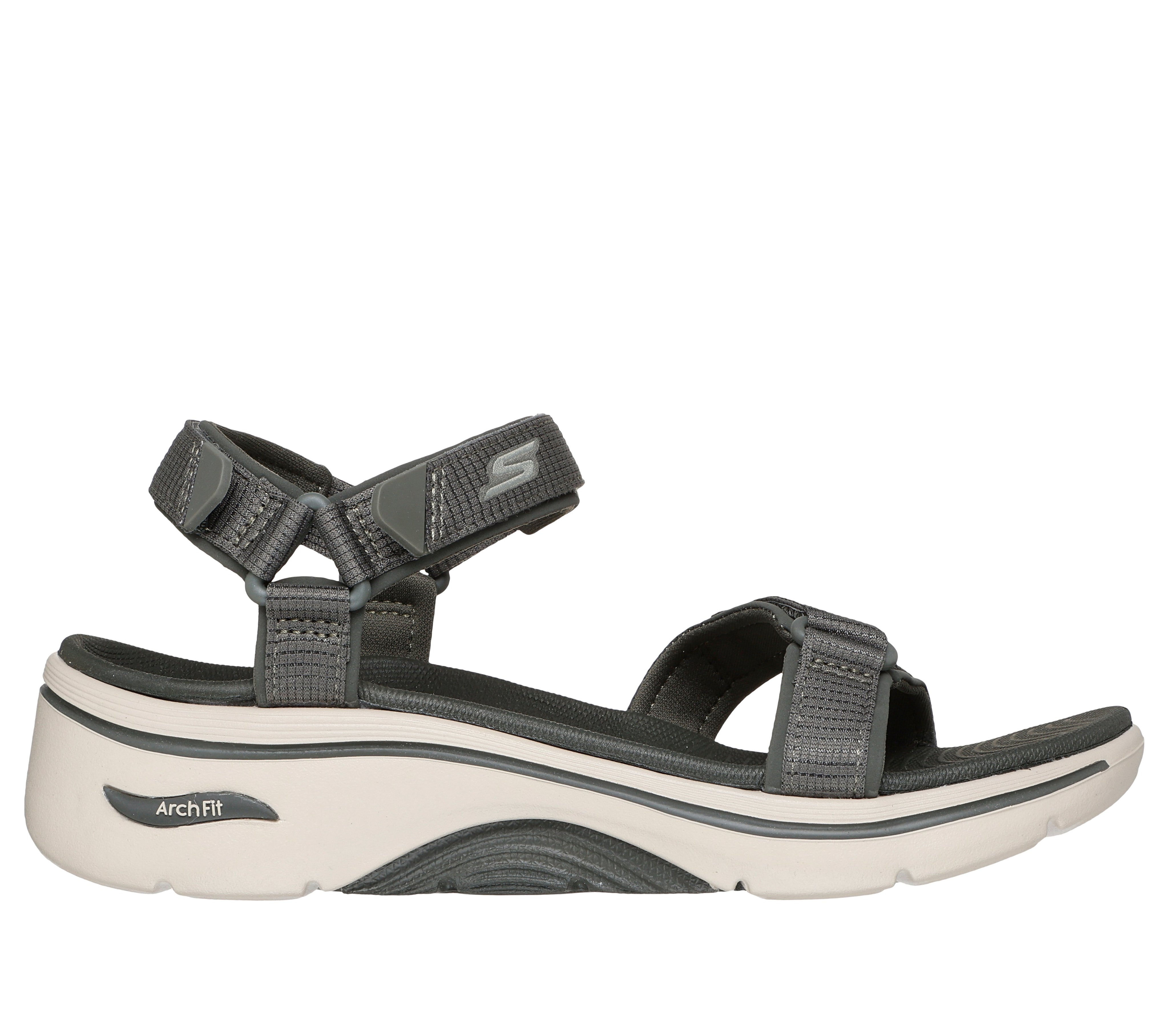 Sandals Skechers Go Walk Womens Olive Skechers Max Cushioning