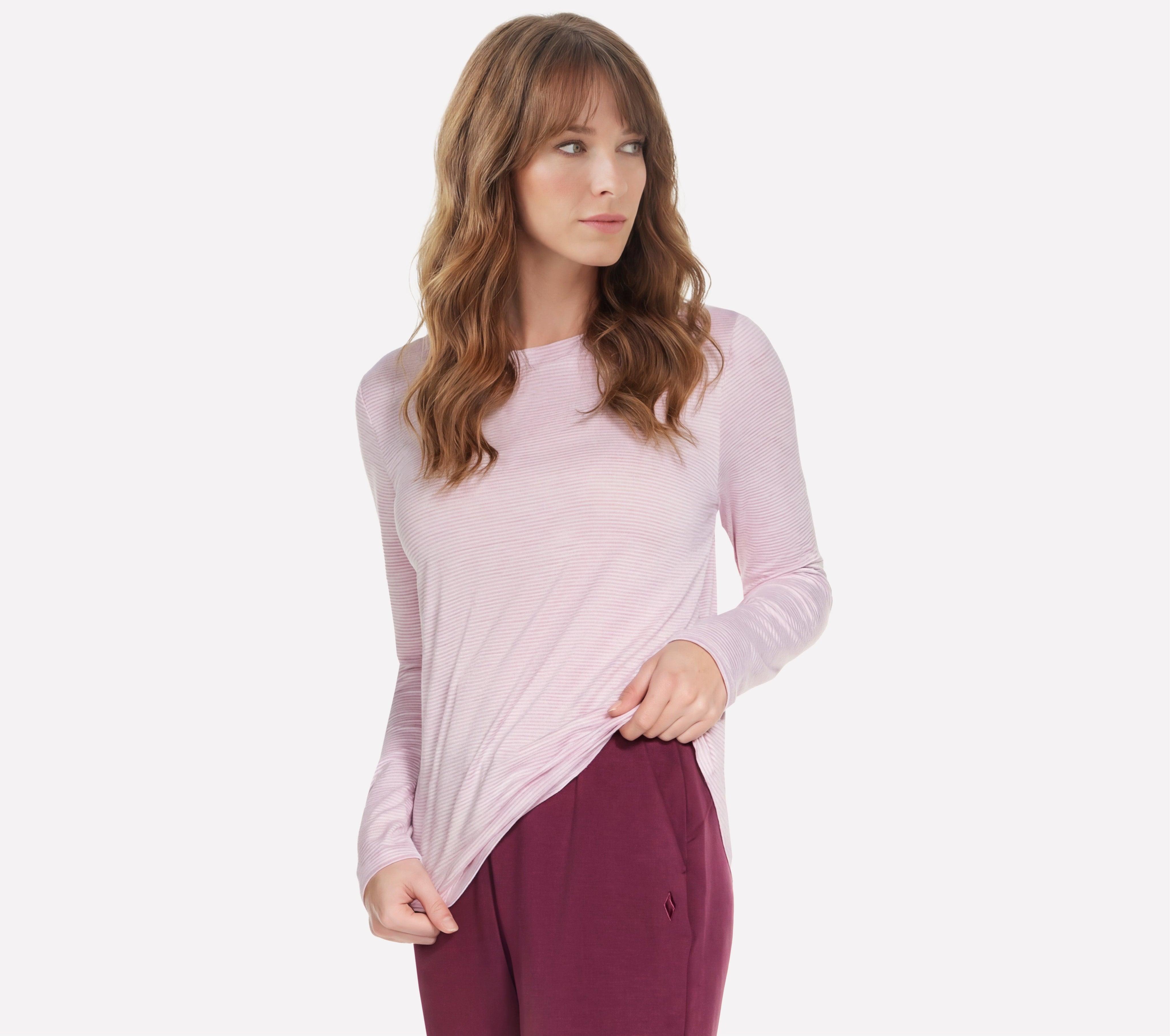 LT282 - GO DRI SWIFT STRIPE LONG SLEEVE CREW