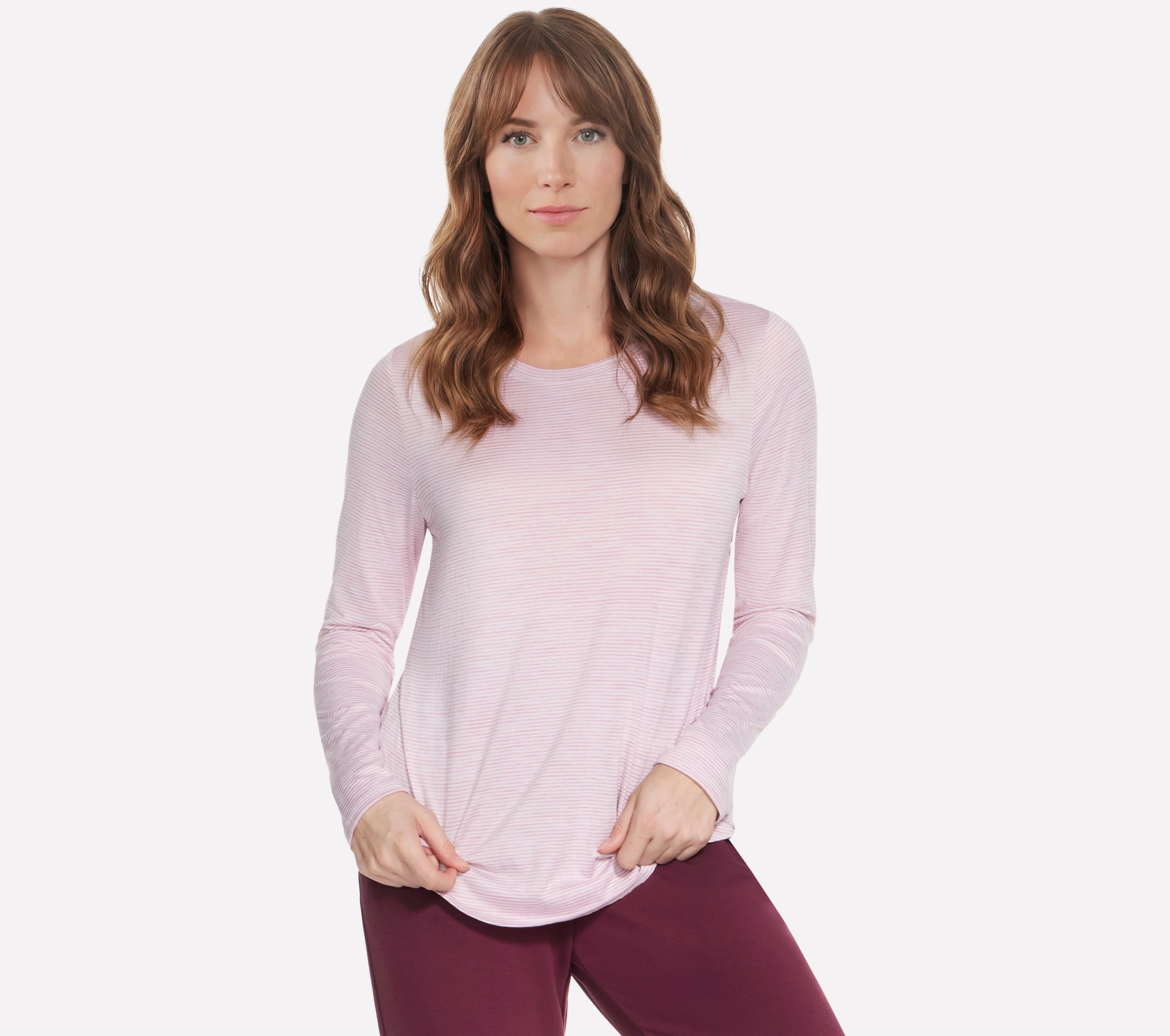 LT282 - GO DRI SWIFT STRIPE LONG SLEEVE CREW