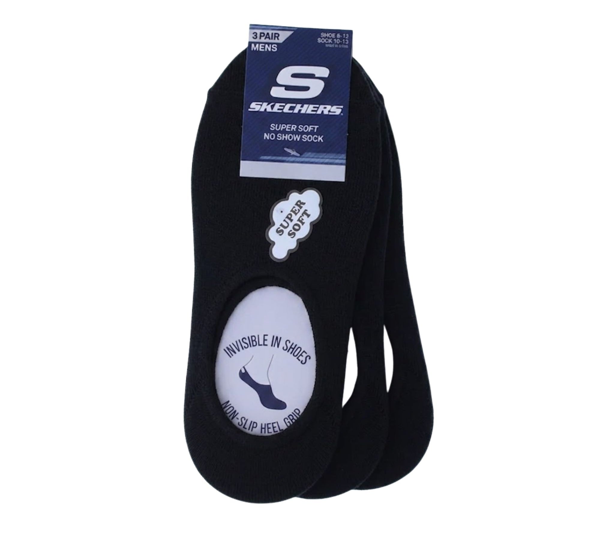 Skechers Men's "Super Soft" No-Show Socks – 3-Pack — S112219