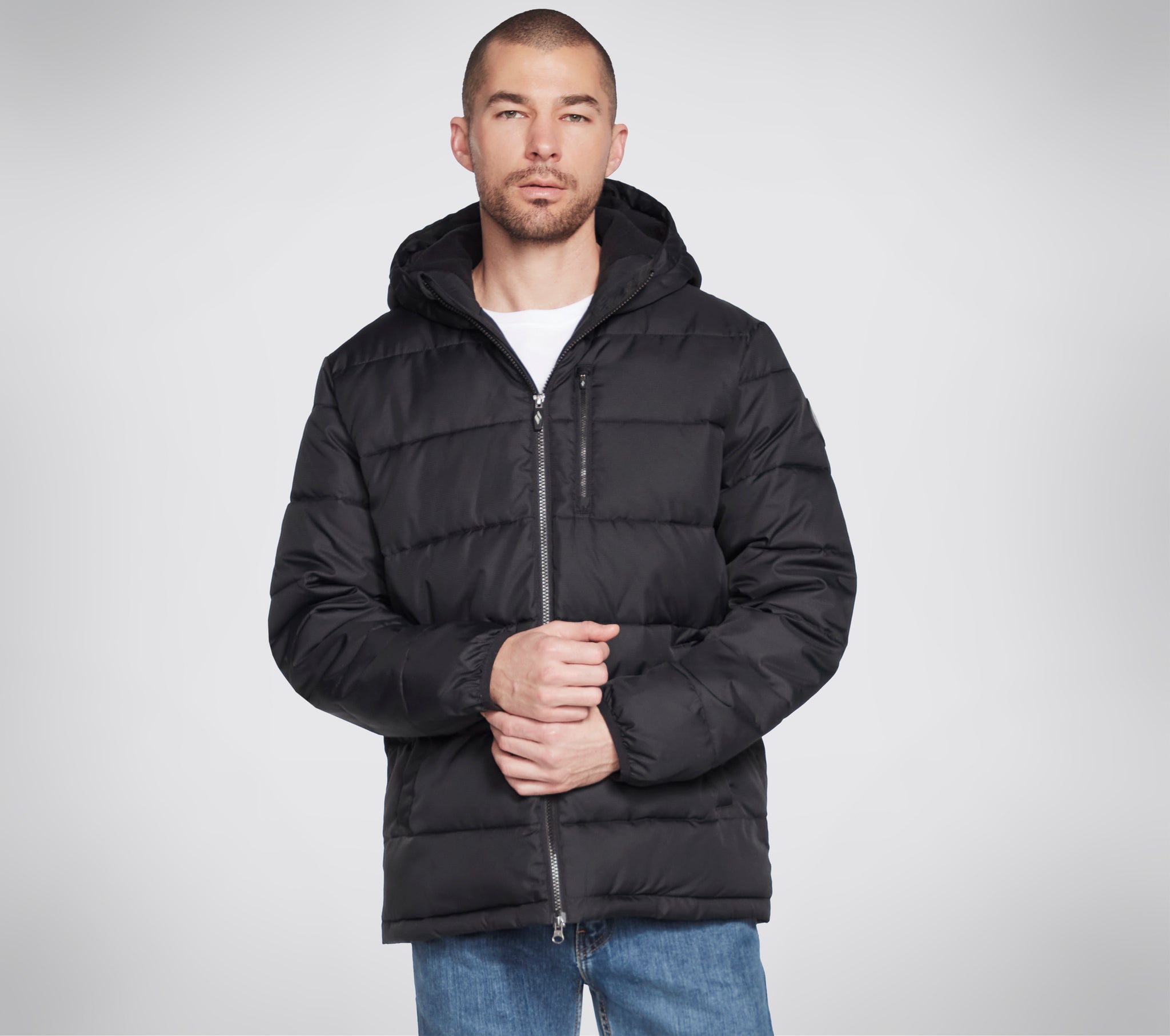 MJA242 BLK - SKECHERS GOWALK ESCAPE HOODED JACKET - Shoess